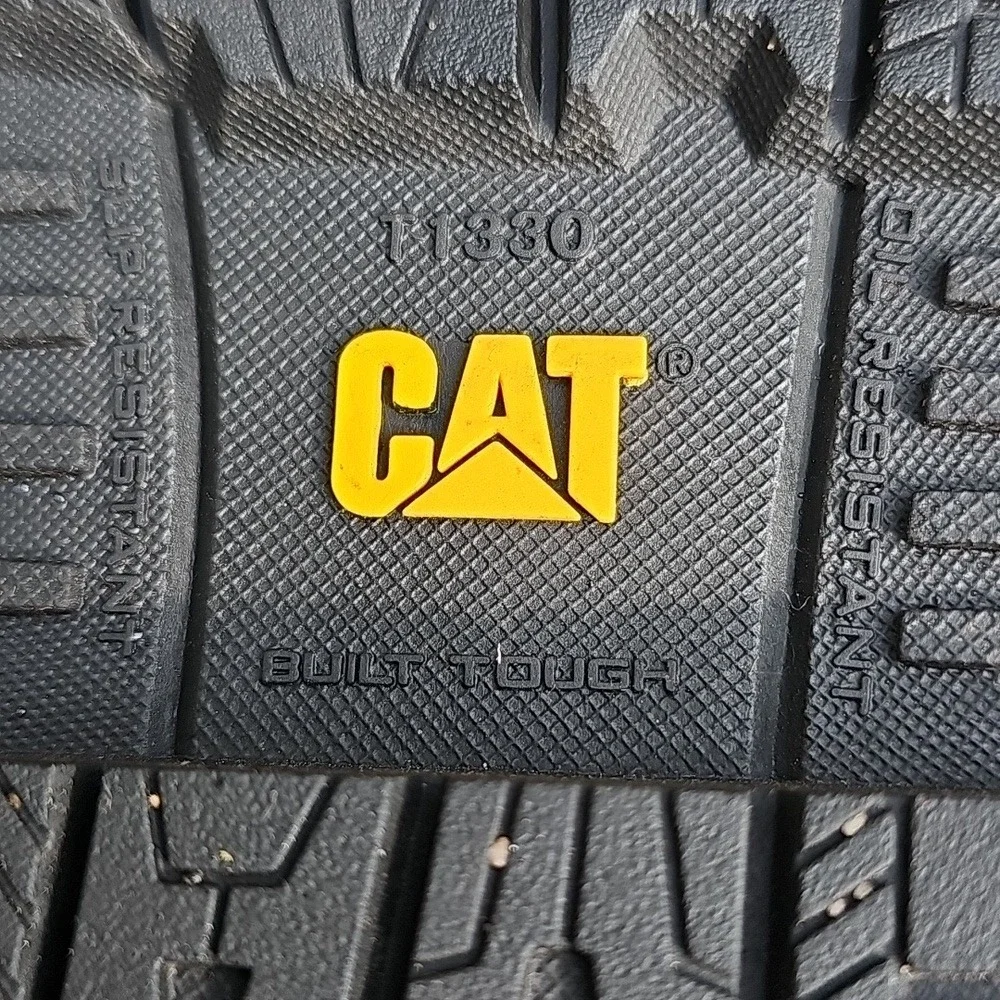 Men's Black Leather CAT Caterpillar Work Shoes with comfort soles Brand New 7W
